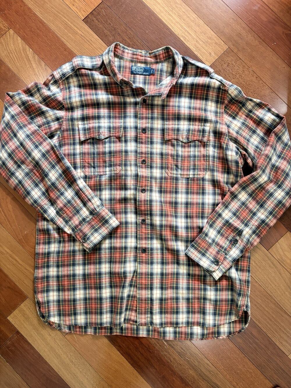 Y2K Polo Ralph Lauren plaid tartan button down 100% Cotton farmer cowboy